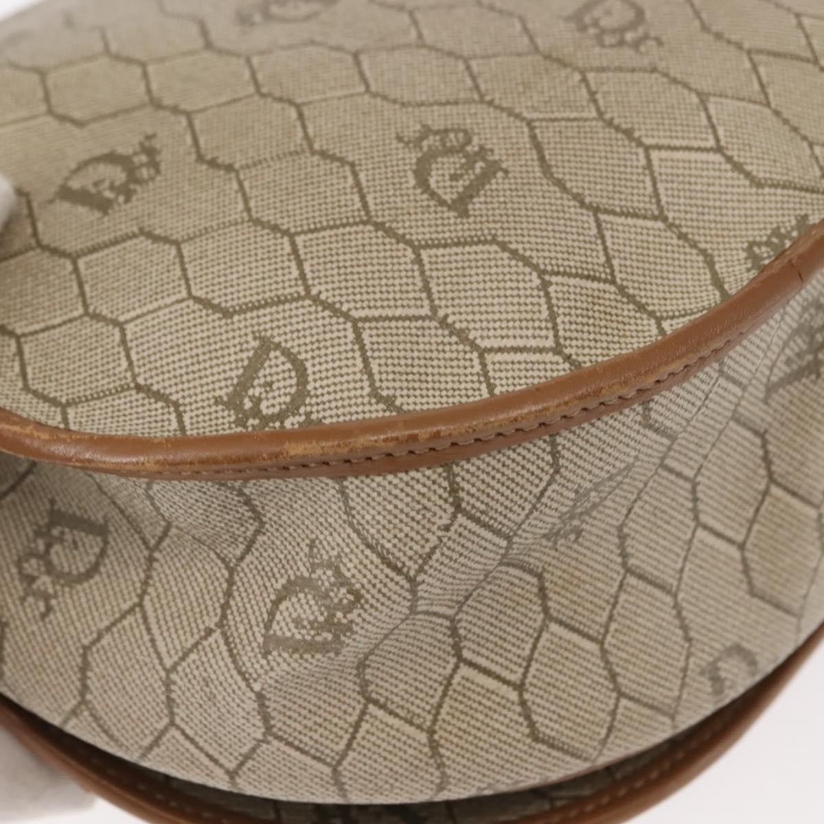 Christian Dior Vintage Honeycomb Flap Crossbody Bag Coated Canvas Beige Canvas Bag (Pre-Owned)