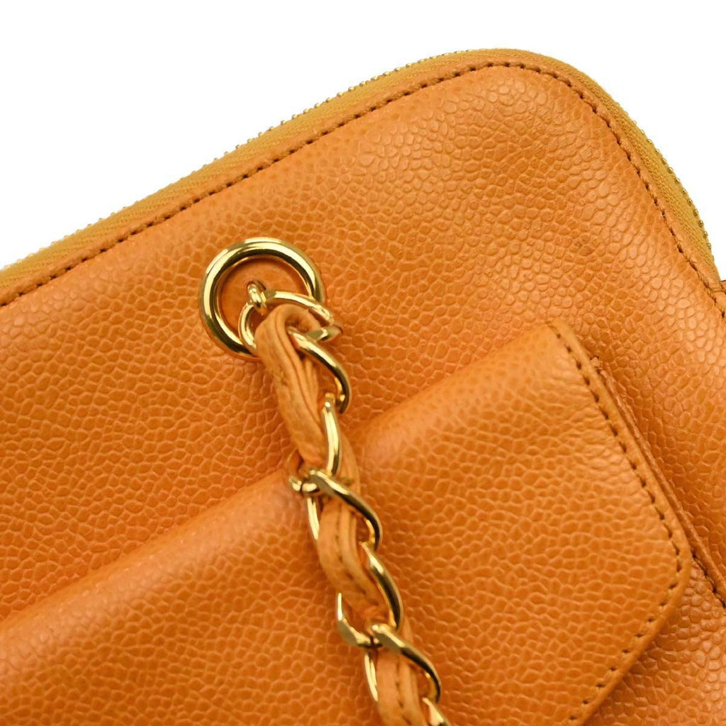 Chanel Vintage Front Pocket Shoulder Bag Leather Orange Leather Shoulder Bag Bag