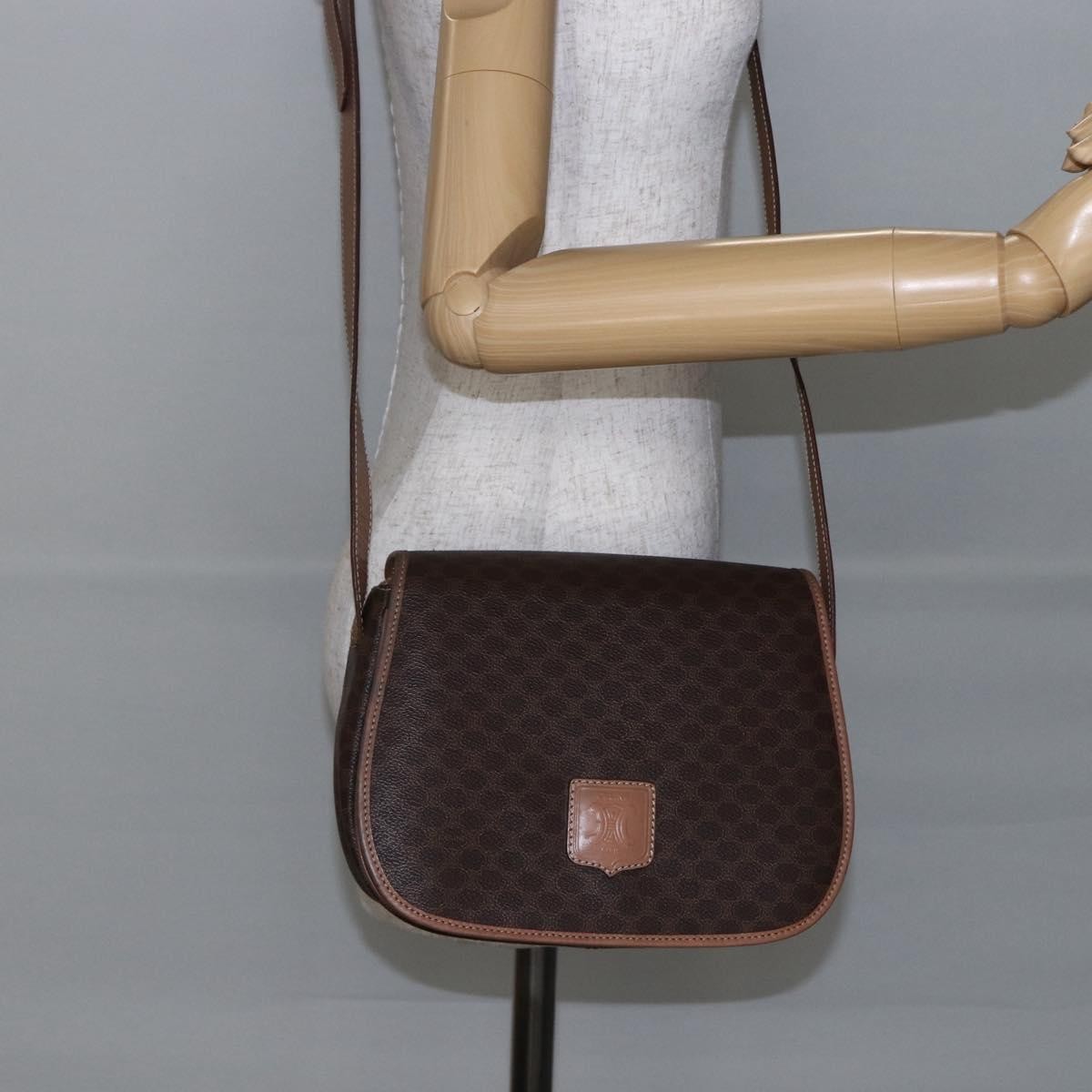 Celine Macadam Shoulder Bag Pvc Leather Brown Canvas Shoulder Bag Bag