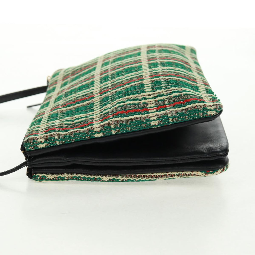 Celine Trio Crossbody Bag Tweed Green Tweed Shoulder Bag Bag