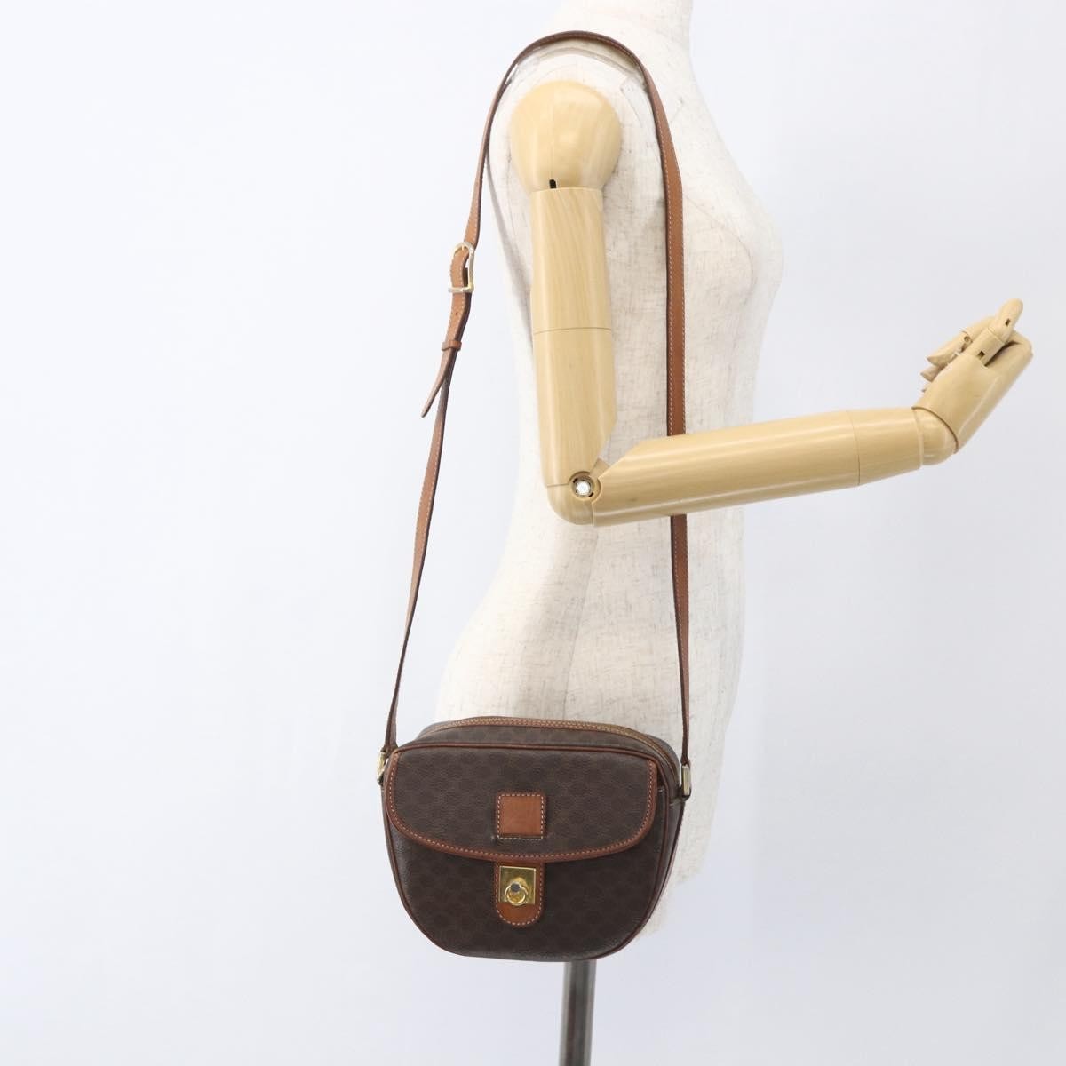 Celine Vintage Macadam Shoulder Bag Canvas And Leather Brown Canvas Shoulder Bag Bag