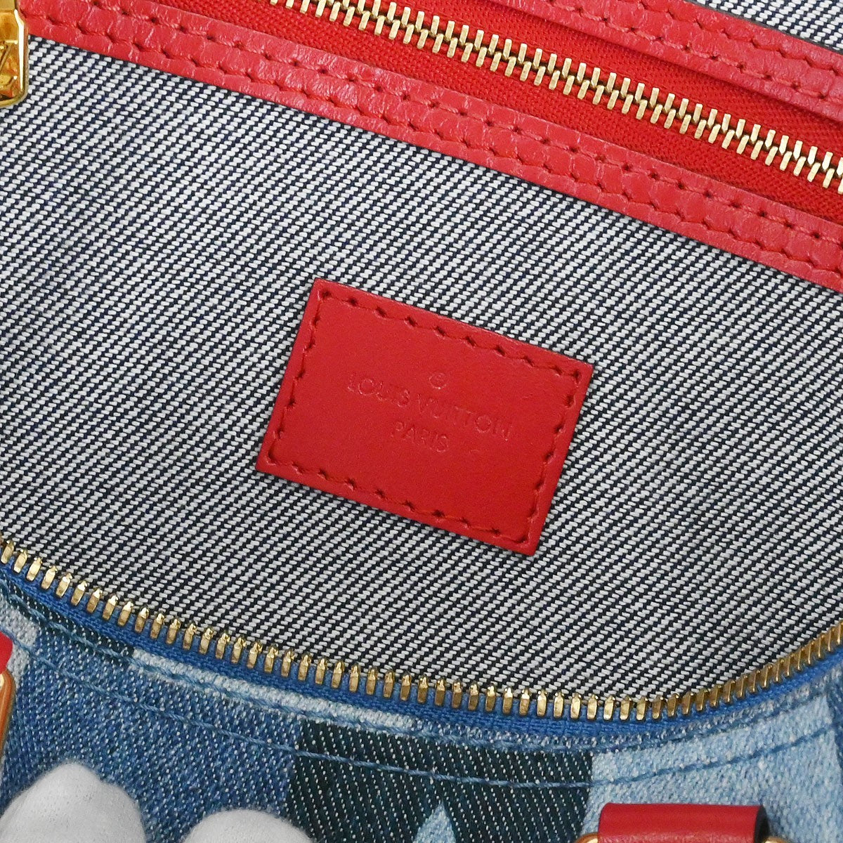 Louis Vuitton Speedy Bandouliere Bag Damier And Monogram Patchwork Denim Blue Denim_Jeans Handbag