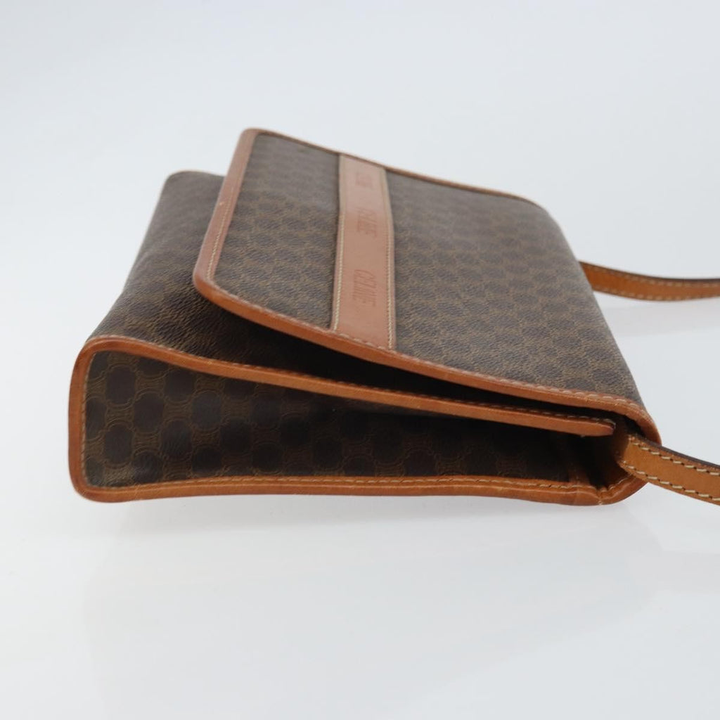 Celine Vintage Macadam Shoulder Bag Canvas And Leather Brown Canvas Shoulder Bag Bag