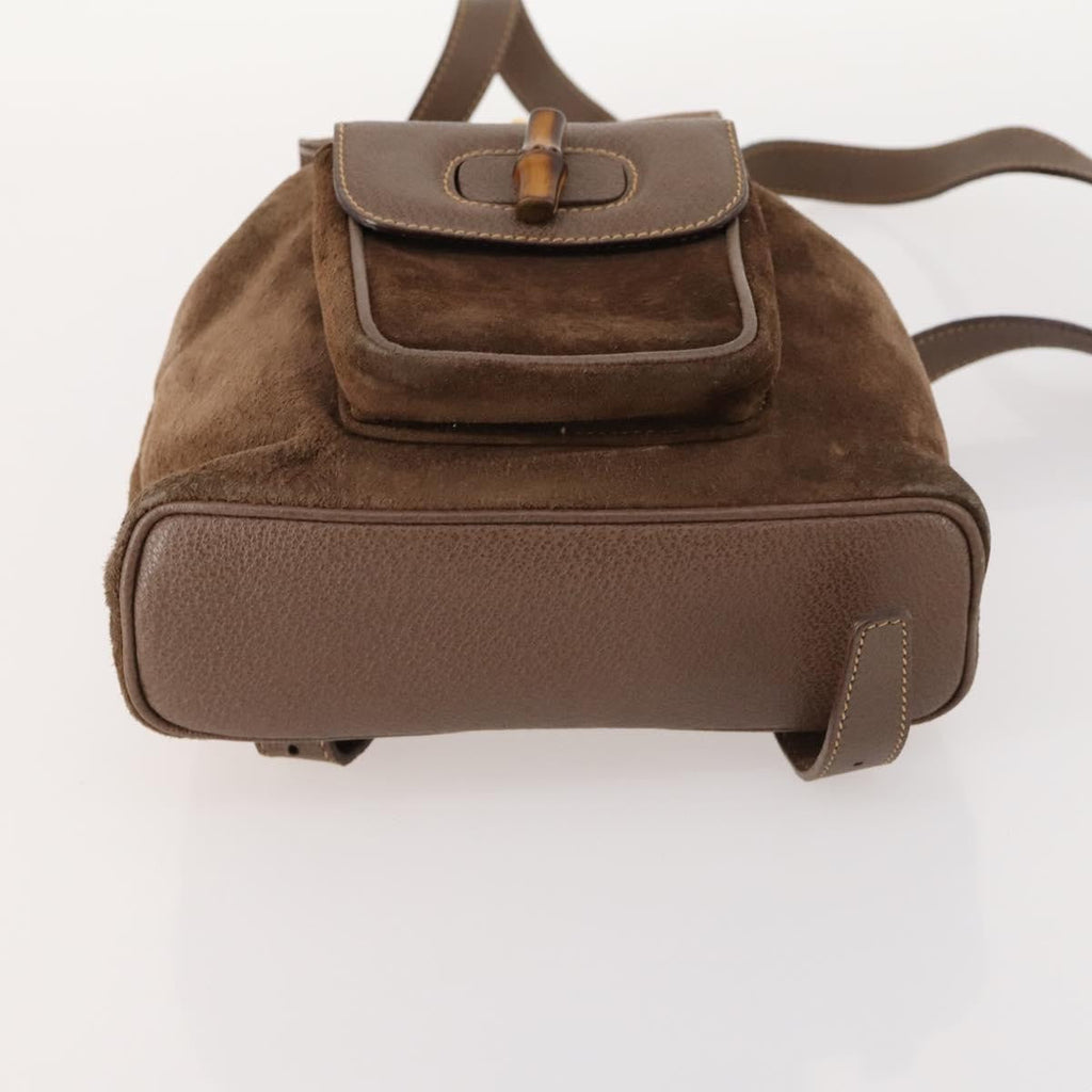 Gucci Gucci Bamboo Backpack Daim Brown Suede Backpack Bag (Pre-Owned)