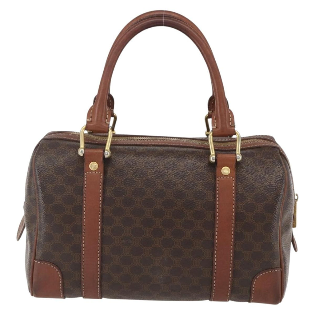 Celine Vintage Macadam Handbag Canvas And Leather Brown Canvas Shoulder Bag Bag