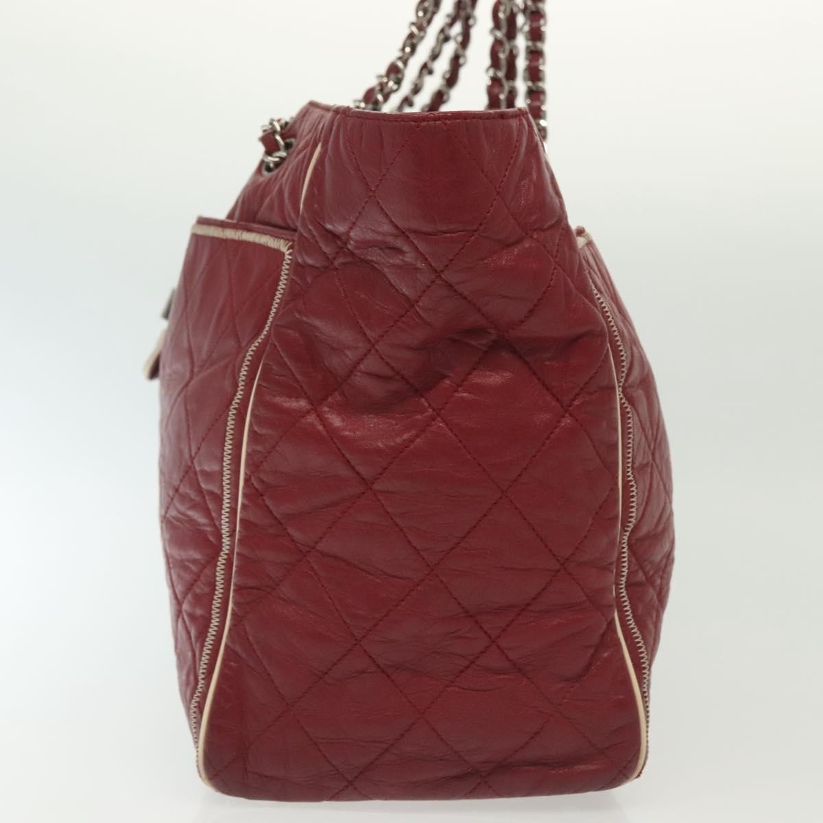 Chanel Vintage Reissue Chain Shopping Tote Leather Red Leather Bag