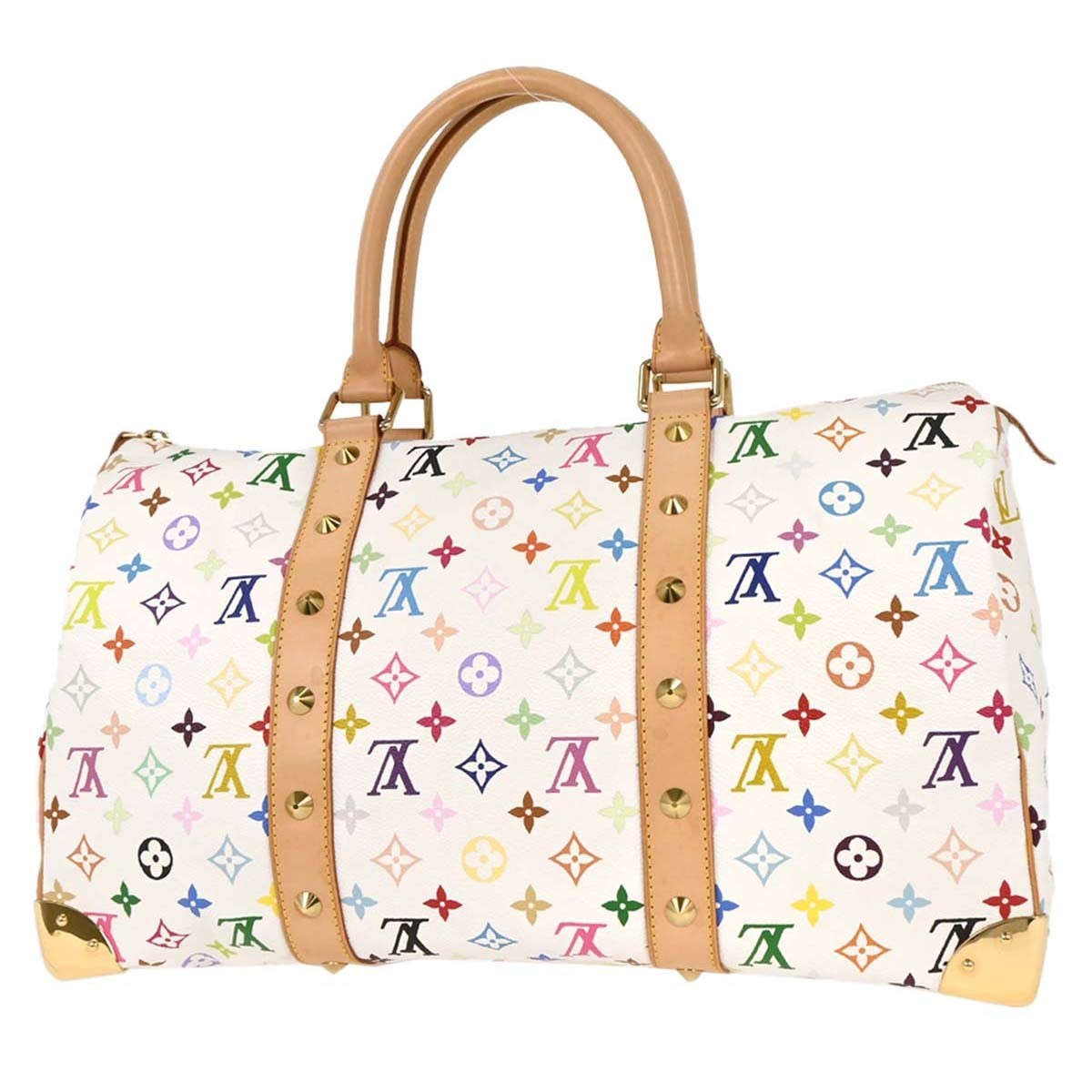 Louis Vuitton Keepall Bag Monogram Multicolor White Canvas Travel Bag