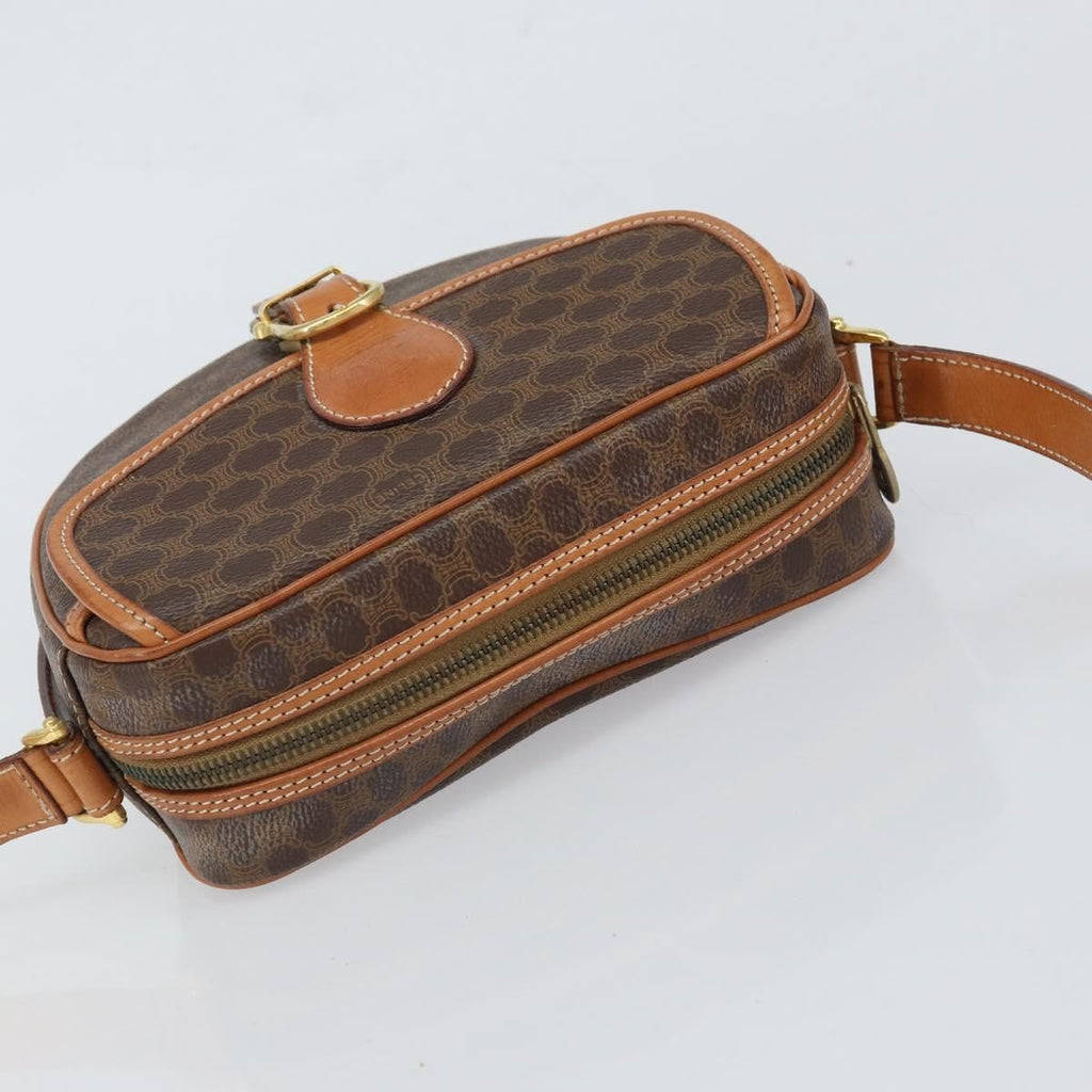 Celine Vintage Macadam Shoulder Bag Canvas And Leather Brown Canvas Shoulder Bag Bag