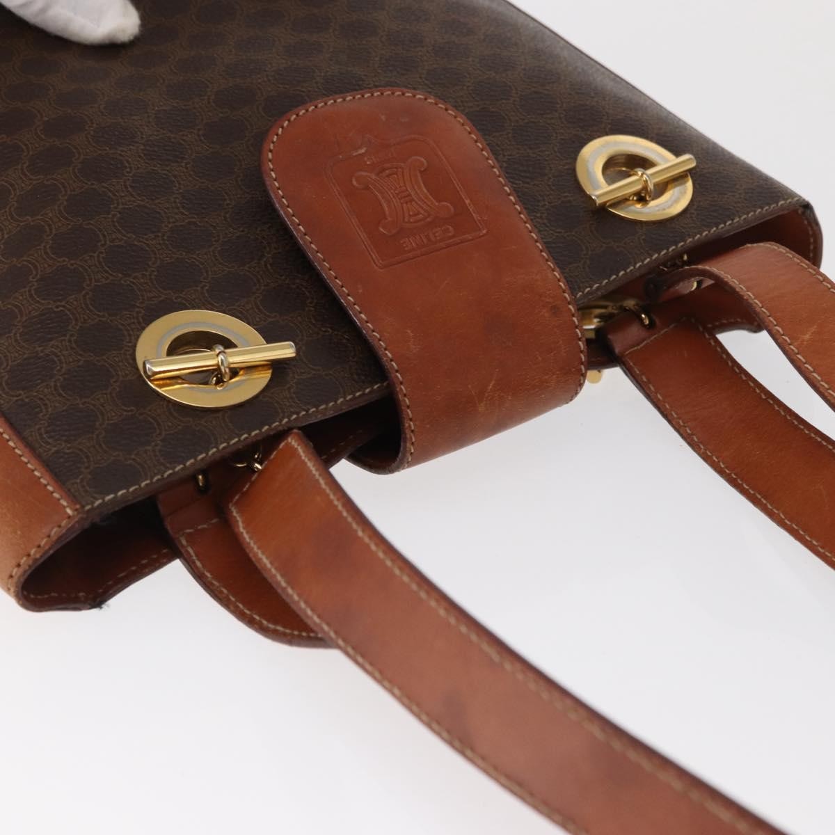 Celine Vintage Macadam Shoulder Bag Canvas And Leather Brown Canvas Shoulder Bag Bag