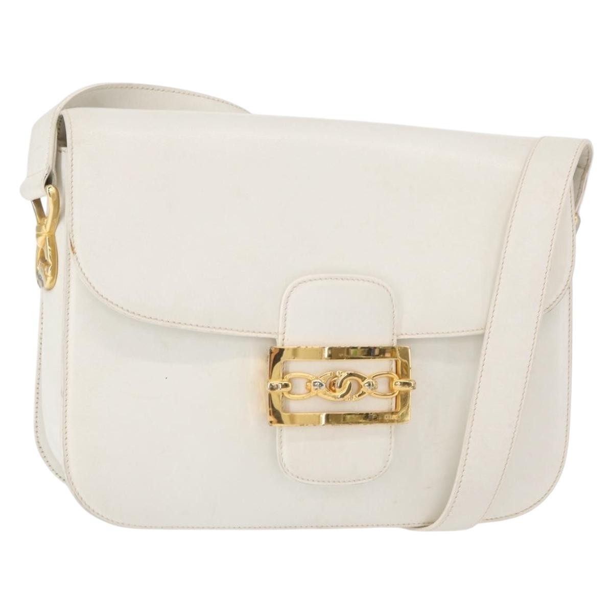 Celine Vintage Shoulder Bag Leather White Leather Shoulder Bag Bag