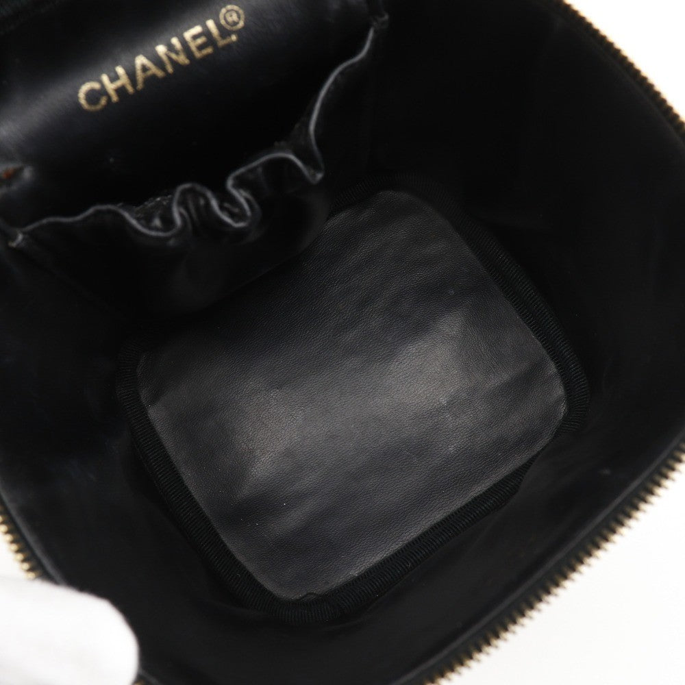 Chanel Vintage Cosmetic Case Leather Black Leather Clutche & Pouche Bag