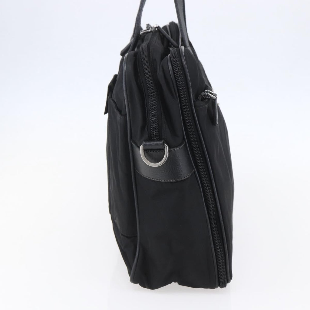 Prada Convertible Front Zip Briefcase Tessuto With Saffiano Leather Black Nylon Briefcase Bag