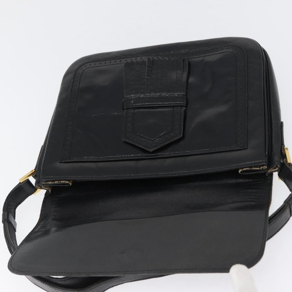 Saint Laurent Vintage Shoulder Bag Leather Black Leather Shoulder Bag Bag (Pre-Owned)