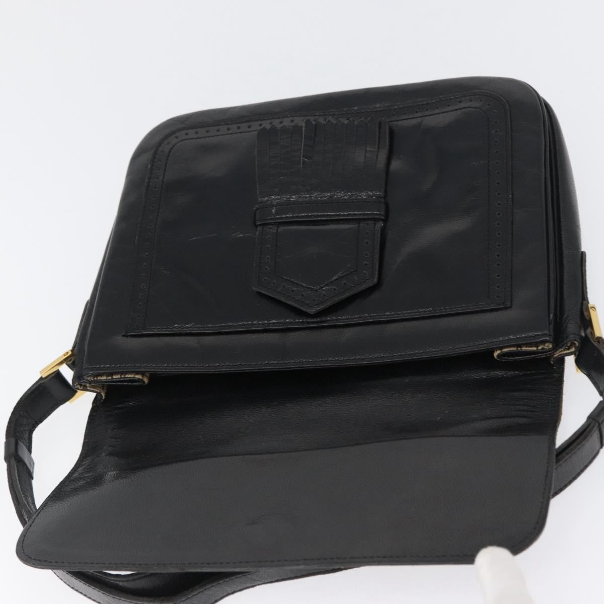 Saint Laurent Vintage Shoulder Bag Leather Black Leather Shoulder Bag Bag (Pre-Owned)