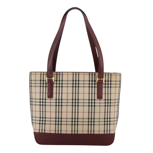 Burberry Nova Check Tote Canvas And Leather Beige Canvas Tote Bag