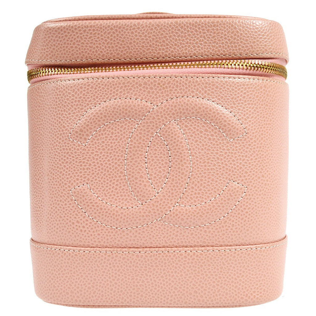 Chanel Vintage Timeless Cosmetic Case Caviar Pink Leather Clutche & Pouche Bag