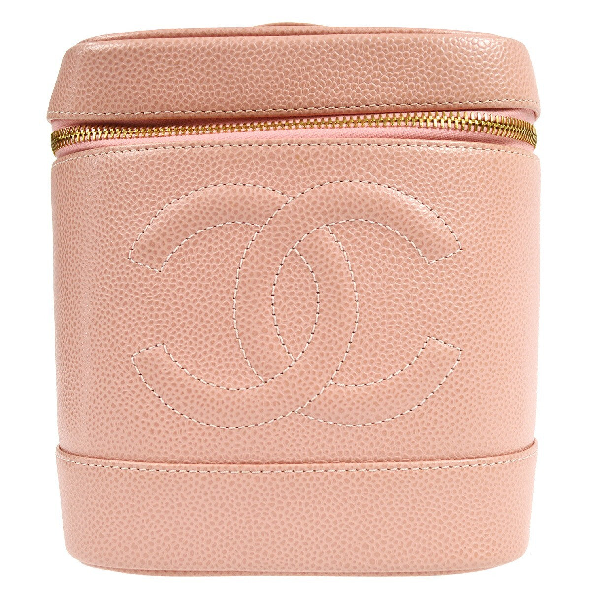 Chanel Vintage Timeless Cosmetic Case Caviar Pink Leather Clutche & Pouche Bag