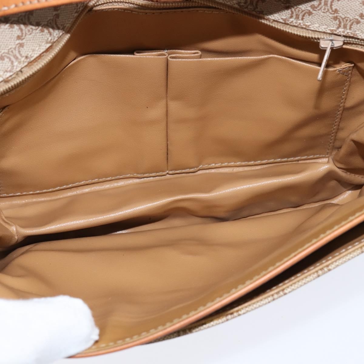 Celine Vintage Macadam Shoulder Bag Canvas And Leather Beige Canvas Shoulder Bag Bag