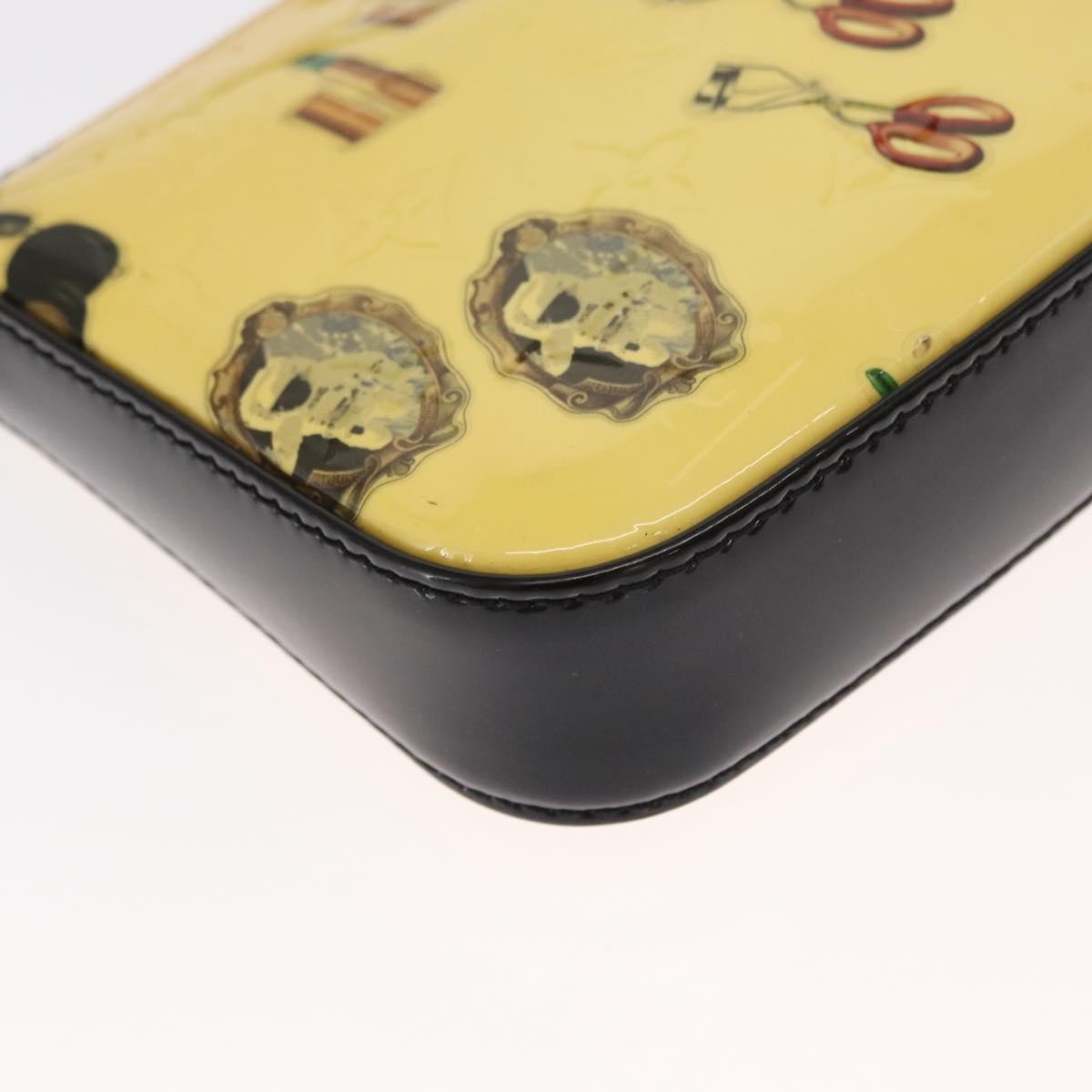 Louis Vuitton Pochette Accessoires Nm Limited Edition Stickers Monogram Vernis Yellow Patent_Leather Clutche & Pouche Bag