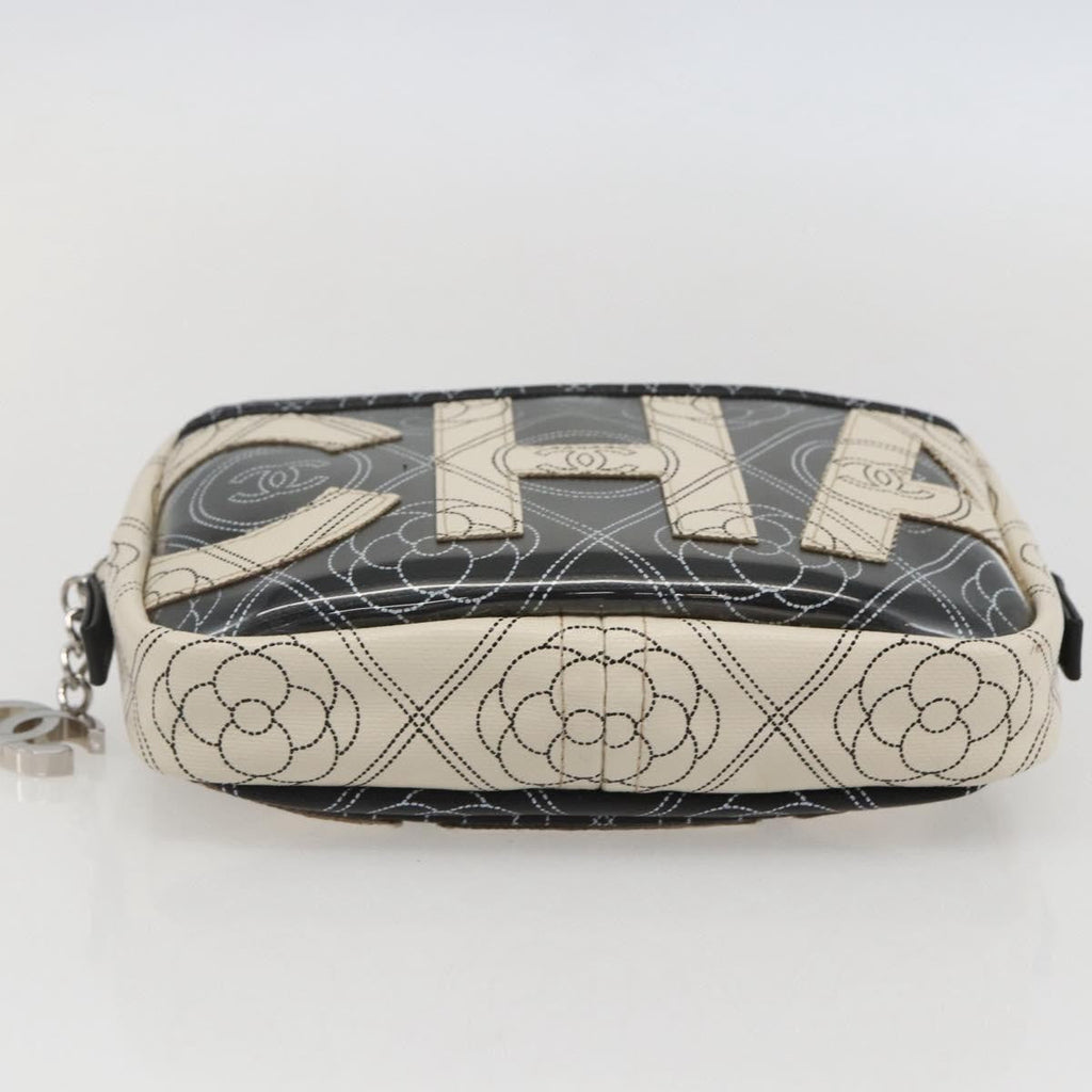 Chanel Logo Camera Case Clutch Printed Coated Canvas Black Pvc Clutche & Pouche Bag