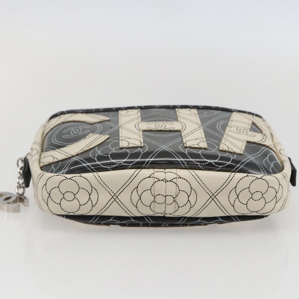 Chanel Logo Camera Case Clutch Printed Coated Canvas Black Pvc Clutche & Pouche Bag