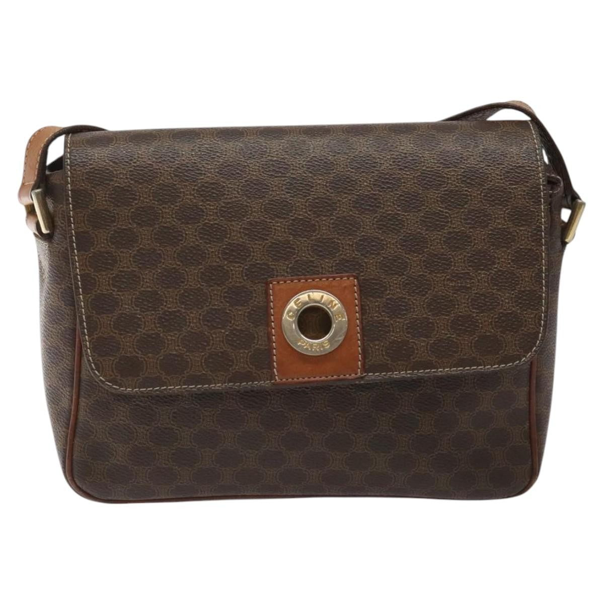 Celine Macadam Shoulder Bag Canvas Brown Canvas Shoulder Bag Bag