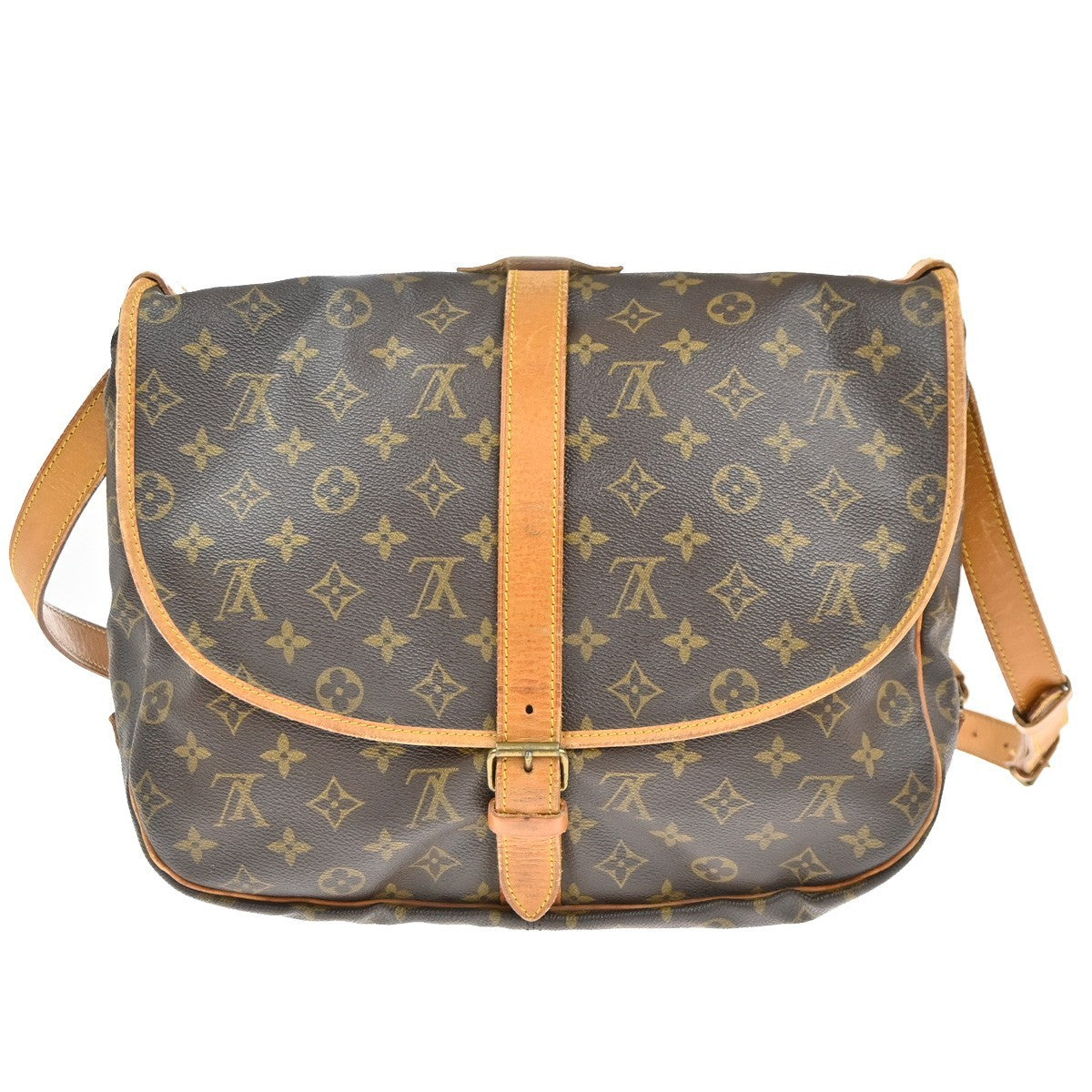 Louis Vuitton Saumur Handbag Monogram Canvas Brown Canvas Shoulder Bag