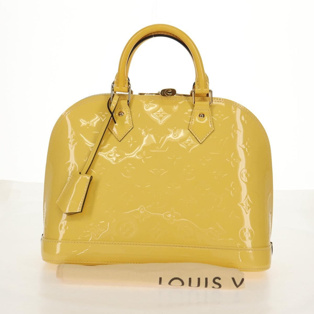Louis Vuitton Alma Handbag Monogram Vernis Yellow Patent_Leather Handbag