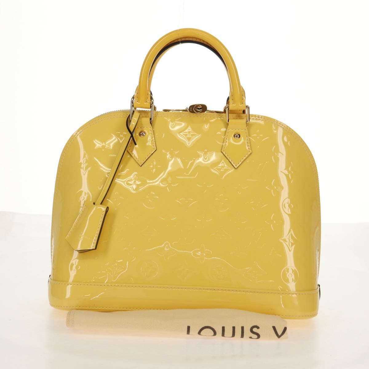 Louis Vuitton Alma Handbag Monogram Vernis Yellow Patent_Leather Handbag