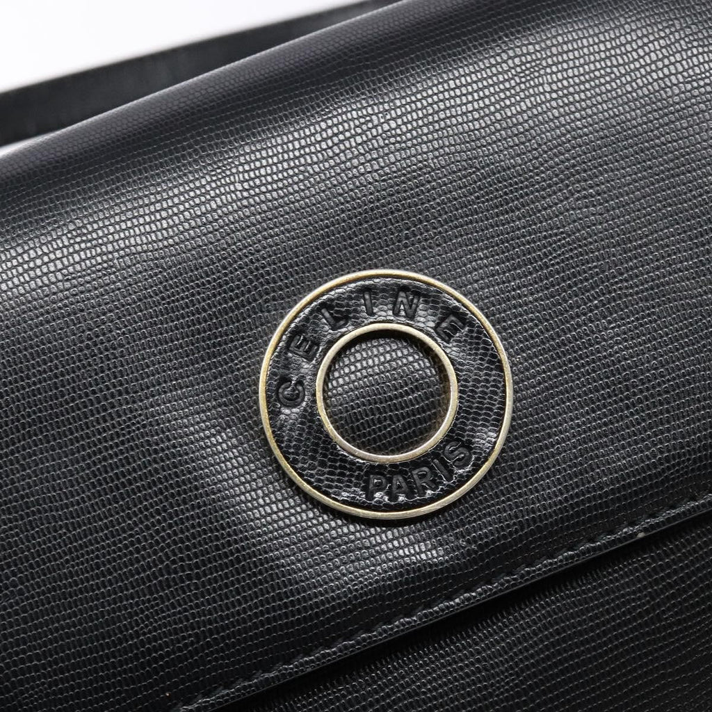Celine Vintage Circle Logo Crossbody Bag Leather Black Leather Bag