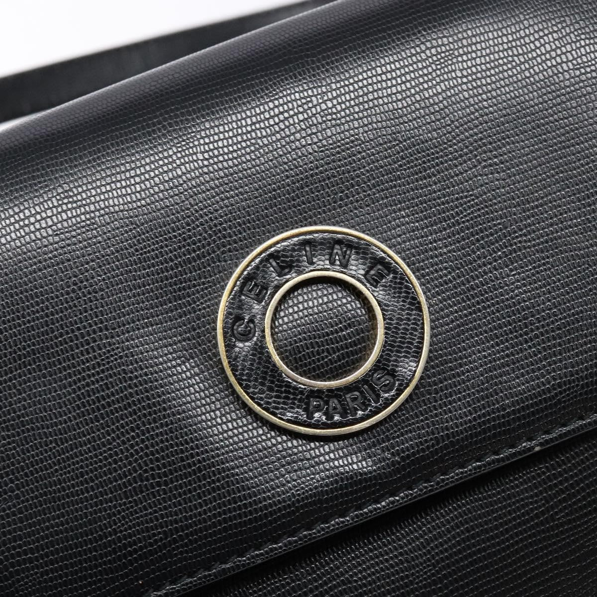Celine Vintage Circle Logo Crossbody Bag Leather Black Leather Bag
