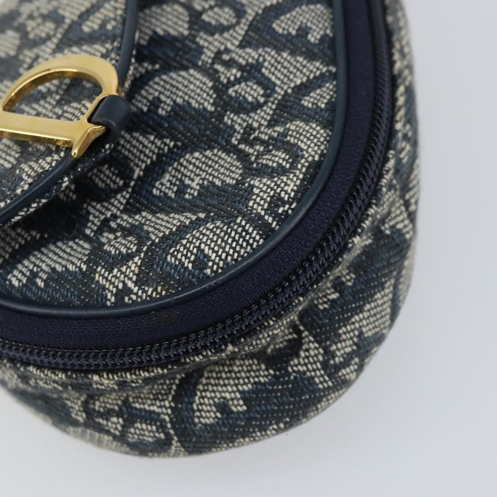 Christian Dior Vintage Saddle Coin Purse Diorissimo Canvas Navy Canvas Clutche & Pouche Bag (Pre-Owned)