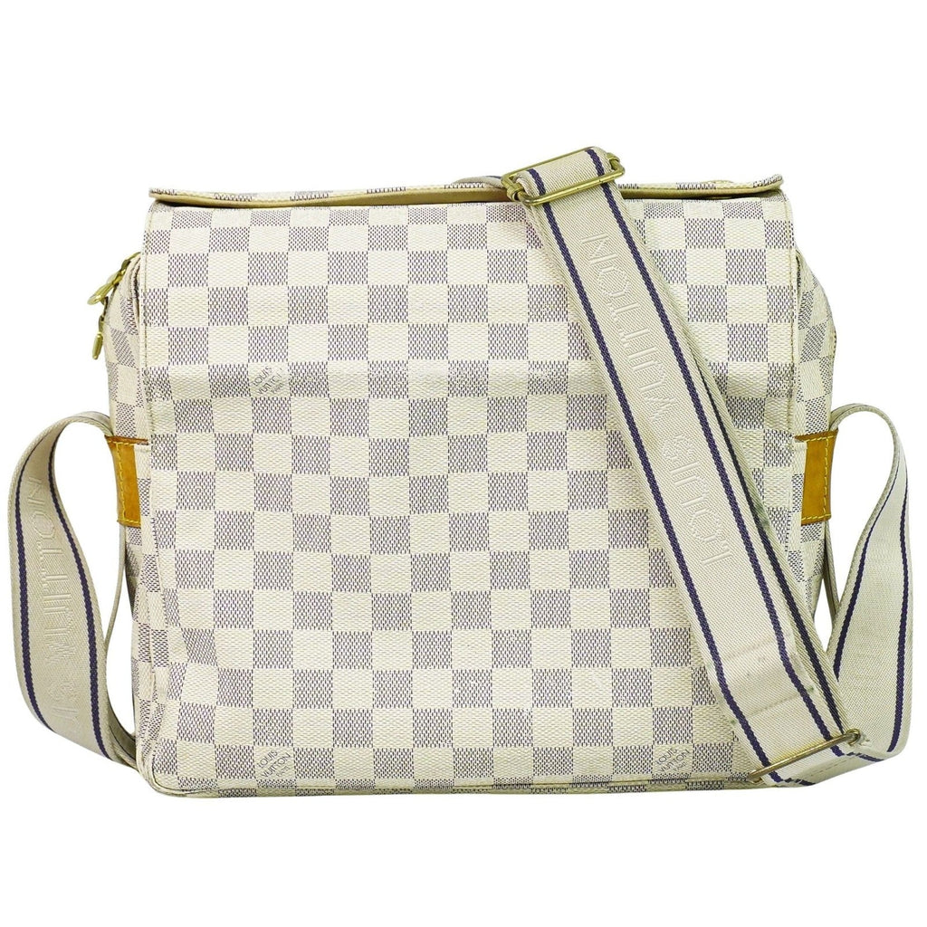 Louis Vuitton Naviglio Handbag Damier White Canvas Shoulder Bag