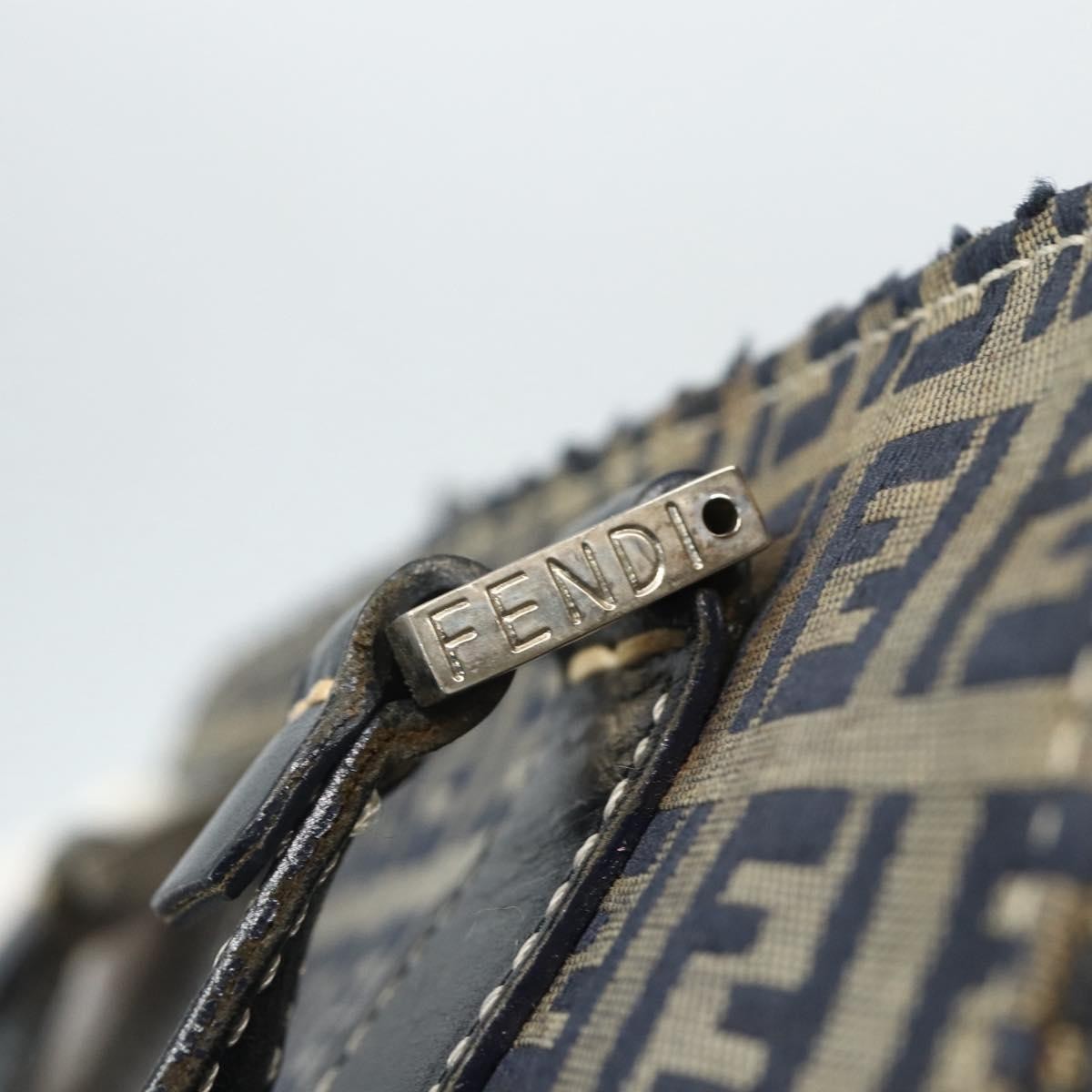 Fendi Vintage Satchel Zucchino Canvas Navy Canvas Handbag