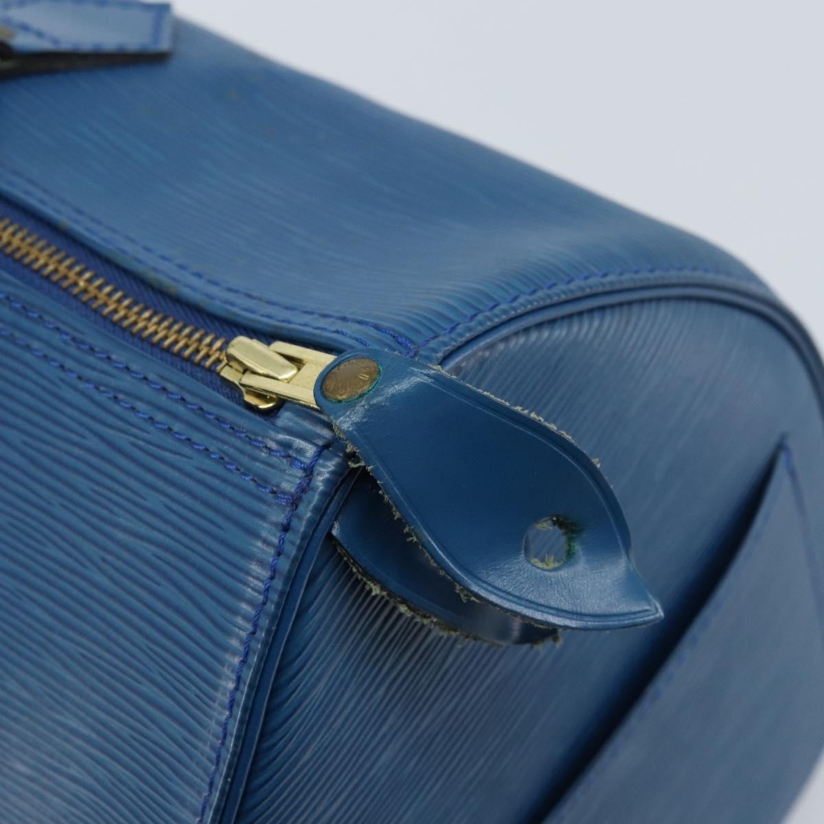 Louis Vuitton Speedy Handbag Epi Leather Blue Leather Handbag