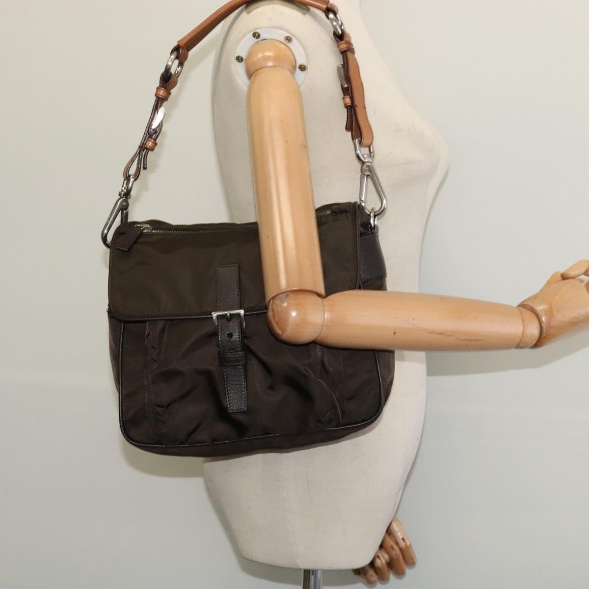 Prada Vintage Flap Shoulder Bag Nylon Khaki Nylon Shoulder Bag Bag
