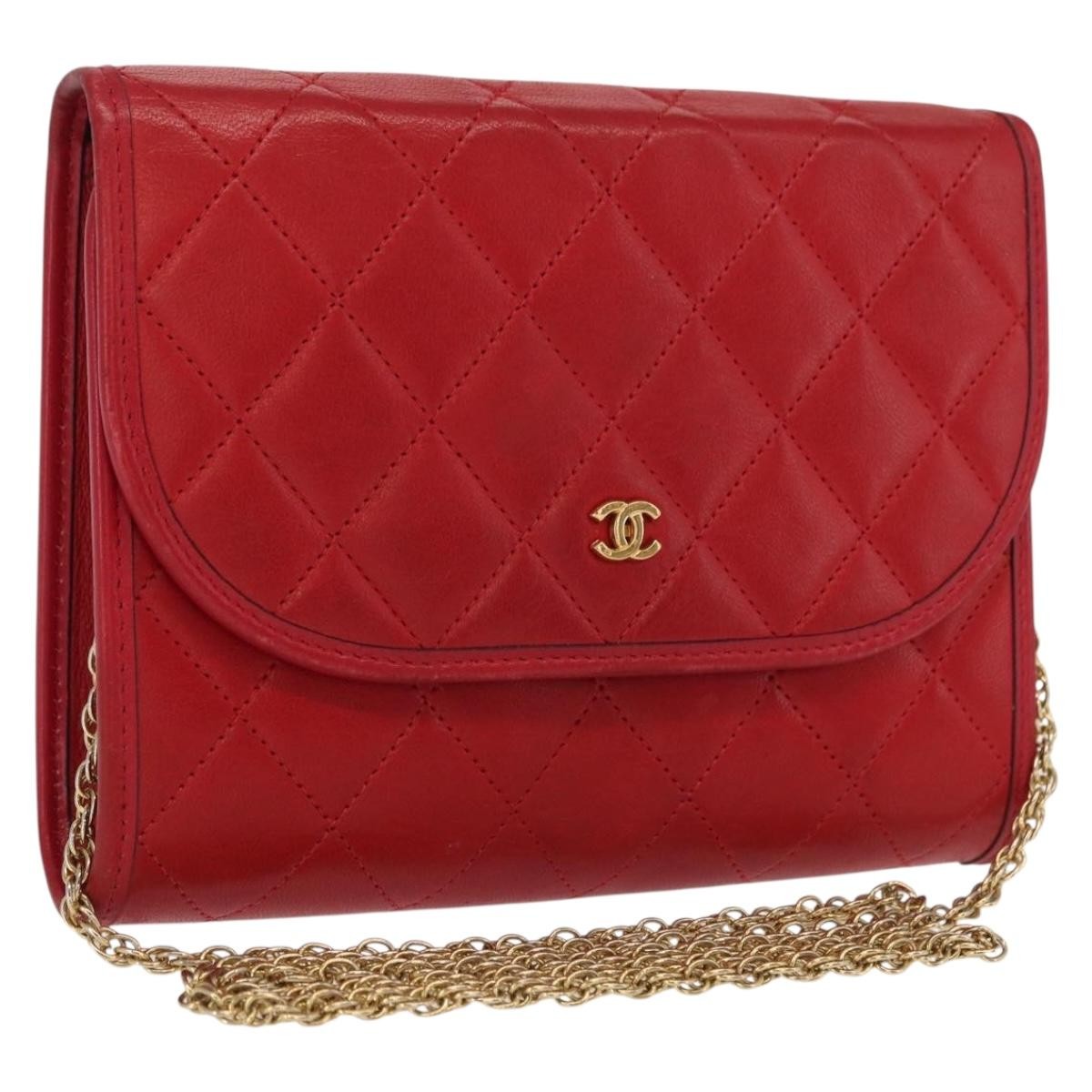 Chanel Vintage Clutch Leather Red Leather Clutche & Pouche Bag
