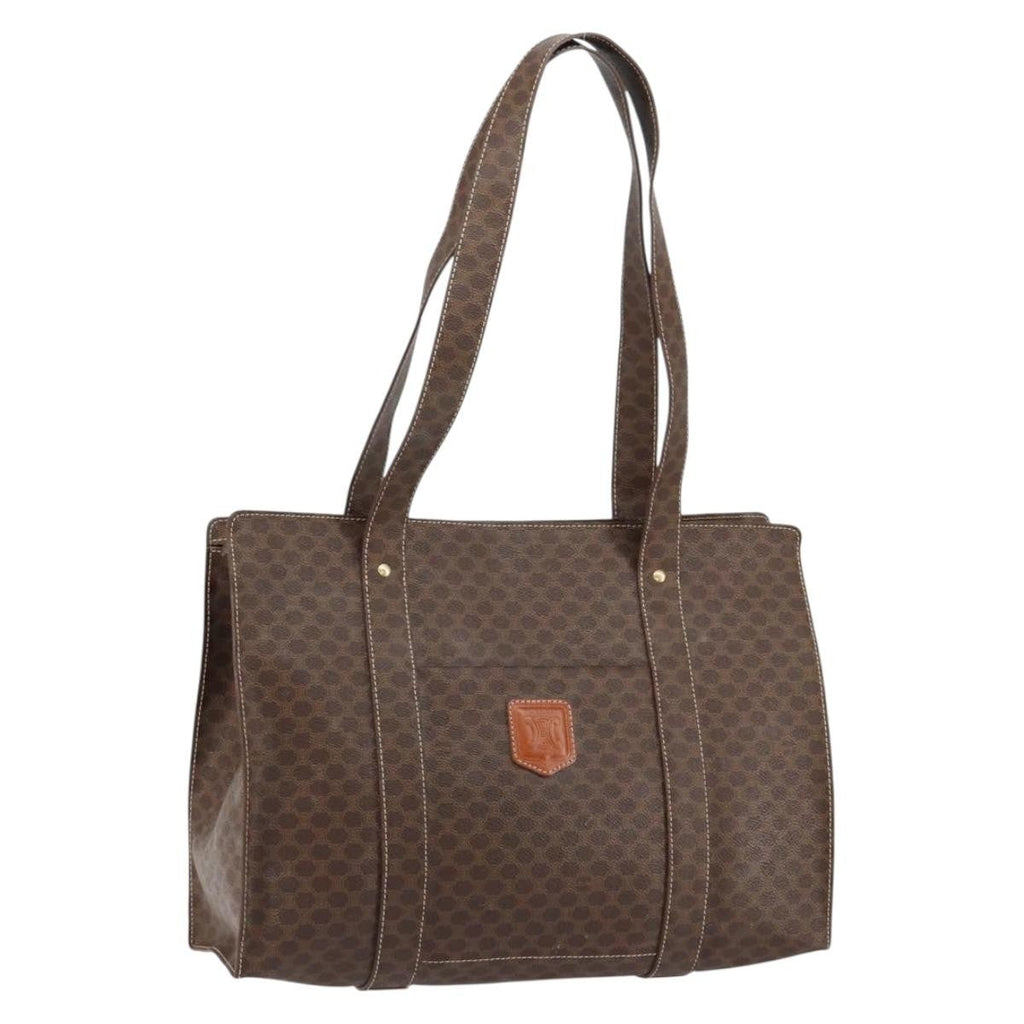 Celine Vintage Macadam Tote Bag Canvas Brown Canvas Tote Bag Bag