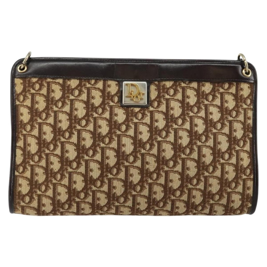 Christian Dior Vintage Trotter Shoulder Bag Canvas Brown Canvas Bag (Pre-Owned)
