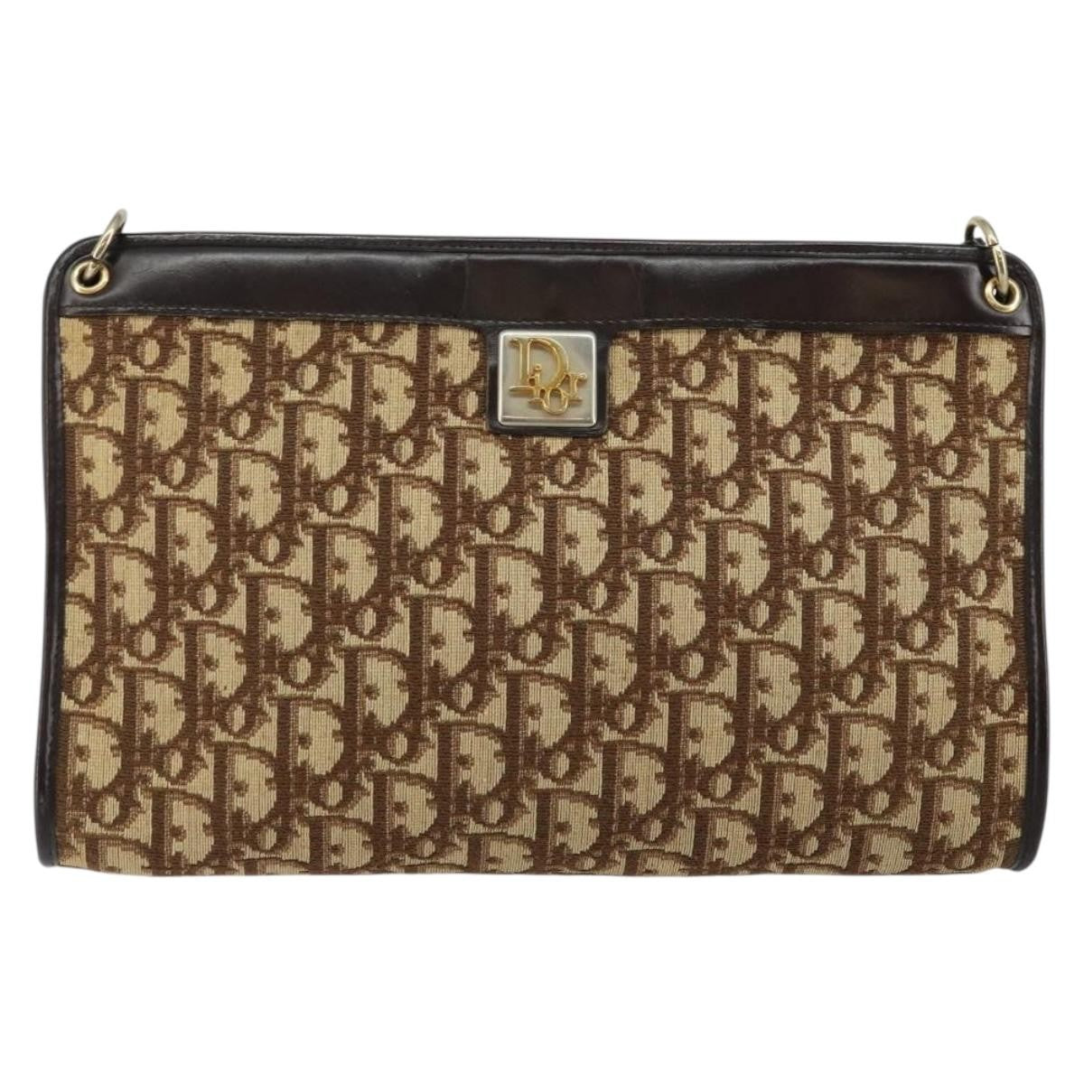 Christian Dior Vintage Trotter Shoulder Bag Canvas Brown Canvas Bag (Pre-Owned)