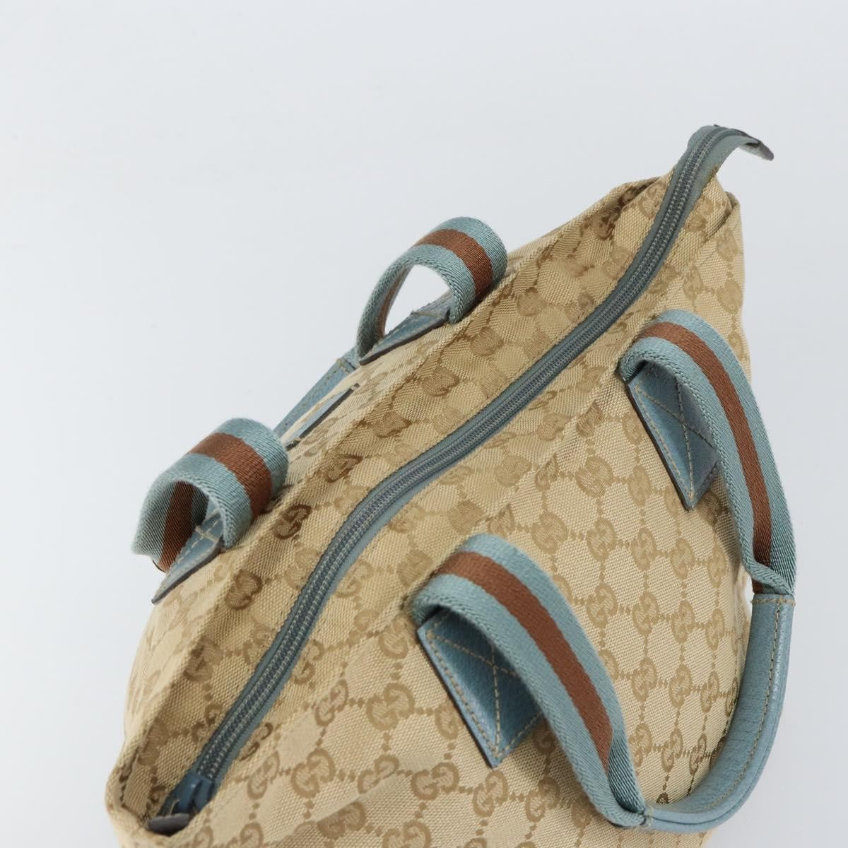 Gucci Web Zip Tote Gg Canvas Beige Canvas Tote Bag Bag (Pre-Owned)