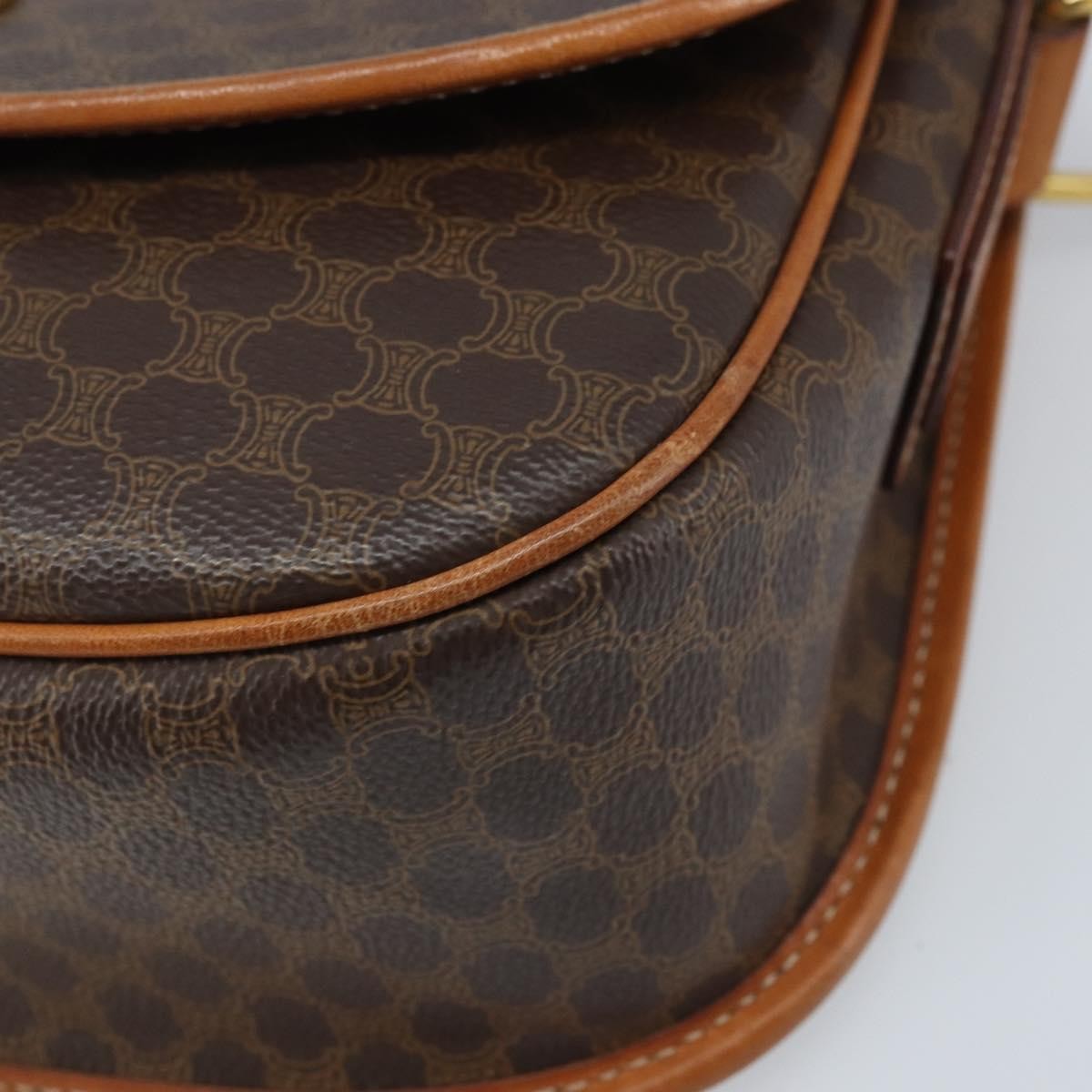 Celine Vintage Macadam Shoulder Bag Canvas And Leather Brown Canvas Shoulder Bag Bag