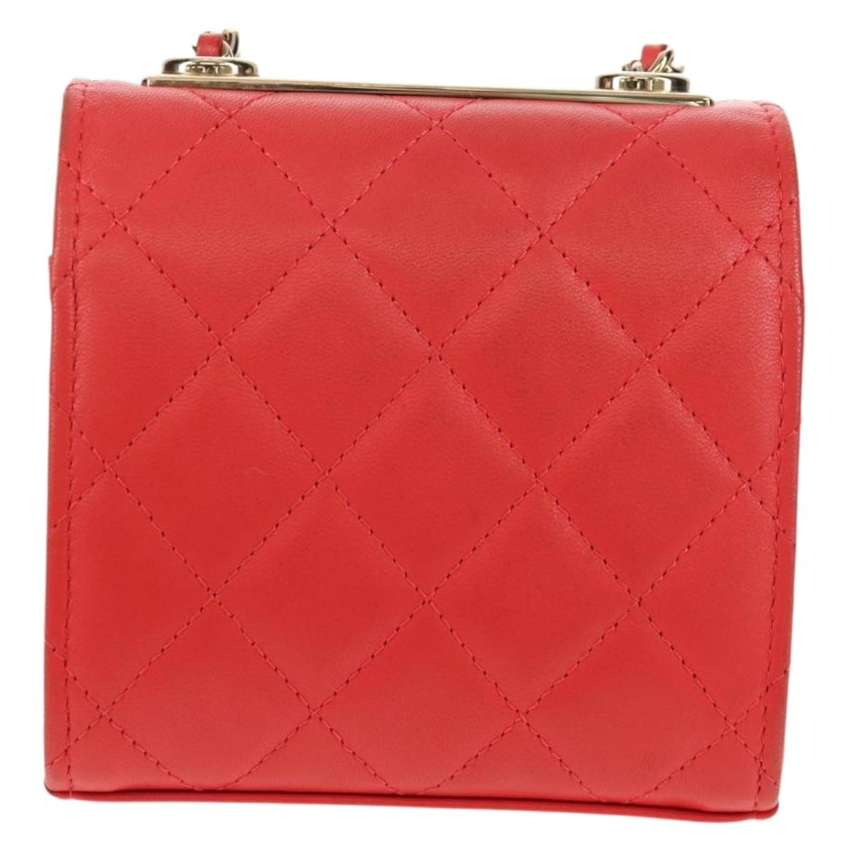 Chanel Trendy Cc Clutch With Chain Quilted Lambskin Red Leather Clutche & Pouche Bag