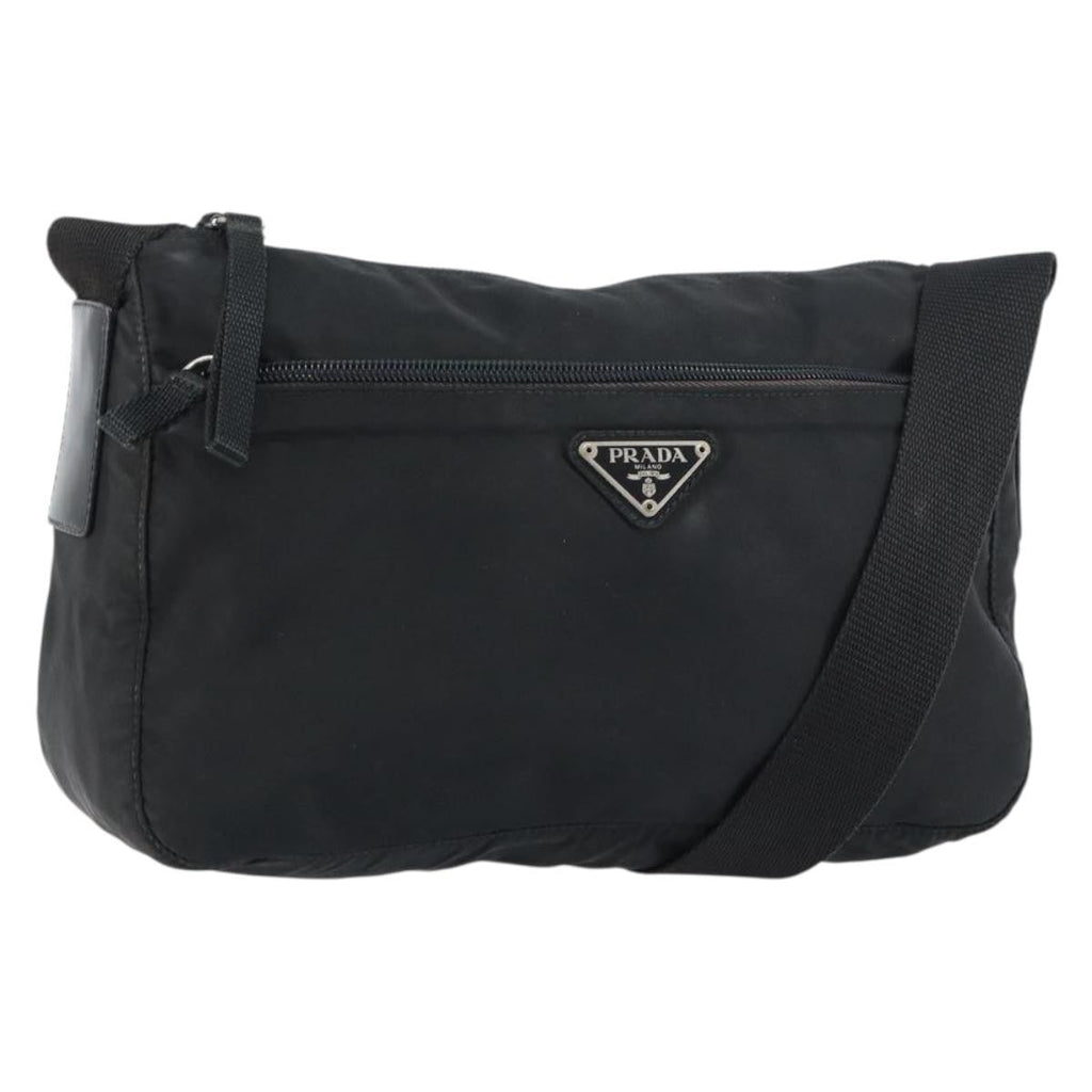 Prada Front Zip Messenger Bag Tessuto Black Nylon Shoulder Bag Bag