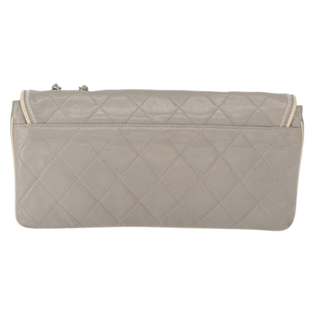 Chanel Mademoiselle Lock Flap Bag Quilted Lambskin Gray Leather Shoulder Bag Bag