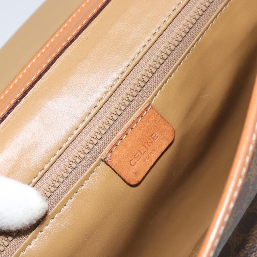 Celine Vintage Macadam Shoulder Bag Canvas And Leather Brown Canvas Shoulder Bag Bag