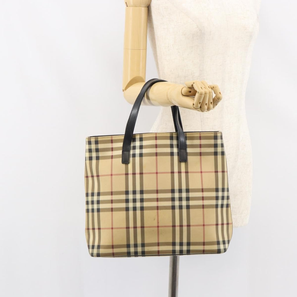 Burberry Nova Check Tote Canvas Check Pattern Beige Canvas Tote Bag