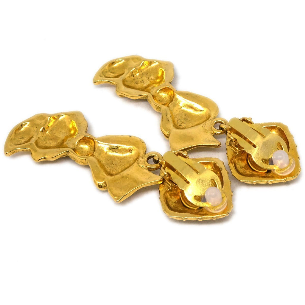 Chanel Cc Rhombus Clip-On Earrings Metal Gold Gold_Plated Earrings Jewelry