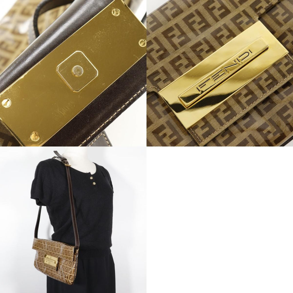Fendi Zucchino Mamma Baguette Vinyl Brown Plastic Shoulder Bag Bag