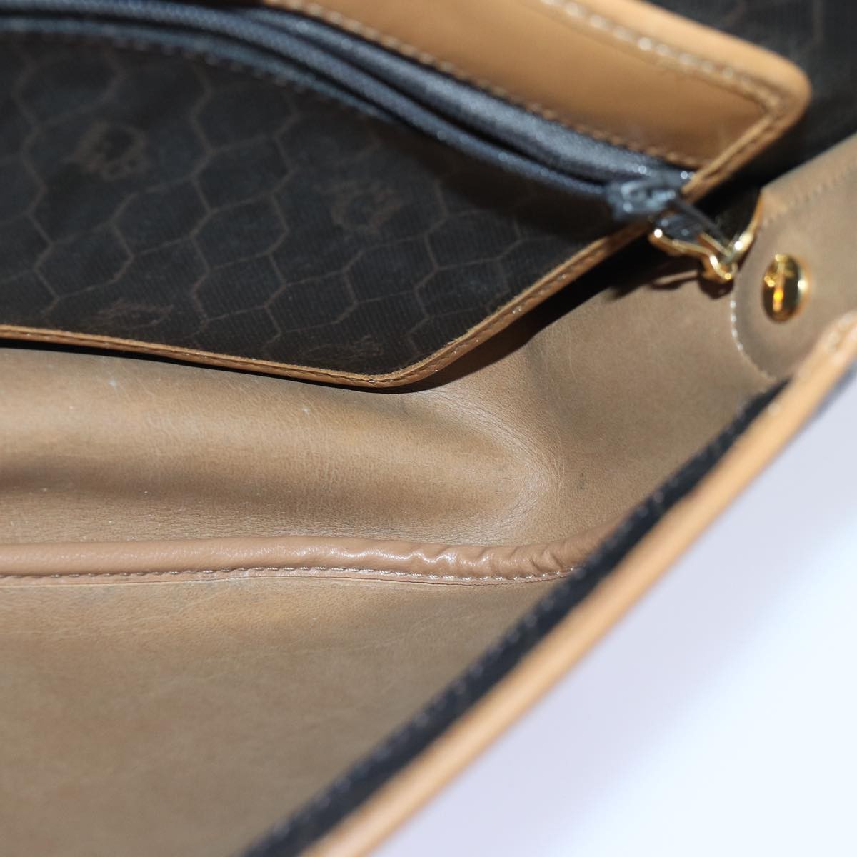 Christian Dior Vintage Honeycomb Shoulder Bag Canvas And Leather Black Canvas Shoulder Bag Bag (Pre-Owned)
